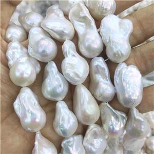 Edison Pearl Beads, freeform, white, AAA-grade, approx 15-25mm