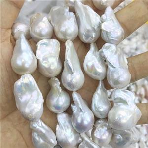 Edison Pearl Beads, freeform, white, approx 15-30mm
