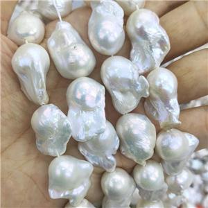 Edison Pearl Beads, freeform, white, A-grade, approx 15-30mm