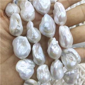 Edison Pearl Beads, freeform, white, approx 15-25mm