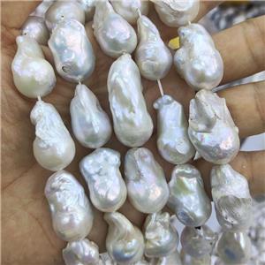 Edison Pearl Beads, freeform, white, approx 13-25mm