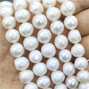 Natural Freshwater Pearl Beads, white, approx 11-12mm, 35cm length