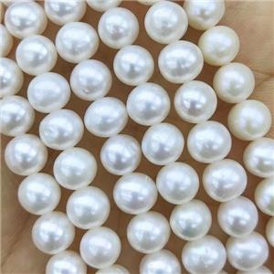 Natural Freshwater Pearl round Beads AAA-grade, approx 7-8mm
