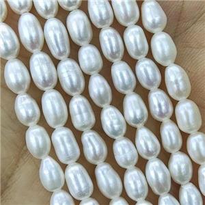 white Freshwater Pearl rice Beads, approx 4-4.5mm