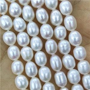 white Freshwater Pearl rice Beads, approx 5-6mm