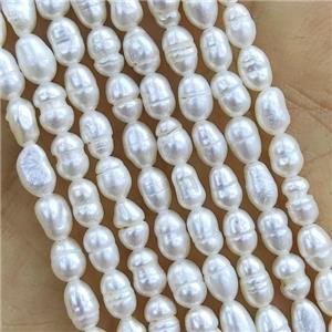 white Freshwater Pearl rice Beads, approx 3-3.5mm