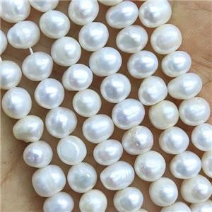 white Freshwater Pearl Beads, approx 6-7mm