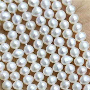 white Freshwater Pearl Beads, approx 3.8-4.2mm