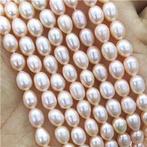 Pink Waterfresh Pearl Rice Beads A-Grade, approx 6-7mm