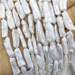 Baroque Style Natural White Pearl Stick Beads, approx 8-26mm