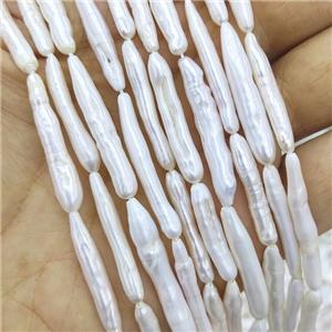 Baroque Style Natural White Pearl Stick Beads AAA-Grade, approx 4-28mm