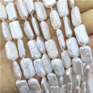 Baroque Style Natural White Pearl Rectangle Beads, approx 9-16mm