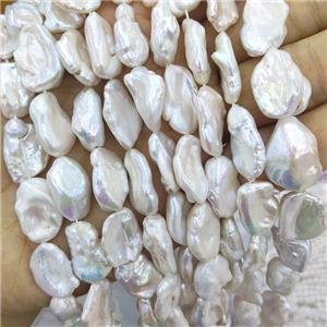 Baroque Style Natural White Pearl Beads Freeform, approx 13-20mm