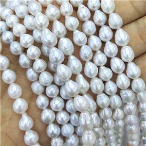 White Pearl Teardrop Beads, approx 8-10mm