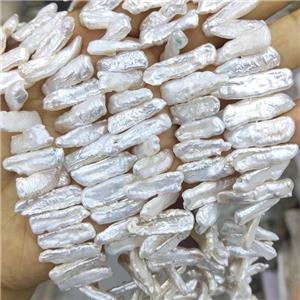 Baroque Style Natural White Pearl Beads Stick, approx 8-26mm