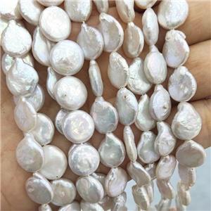 Natural Freshwater Pearl Circle Beads White, approx 10-11mm