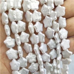 Natural Freshwater Pearl Star Beads White, approx 11-12mm