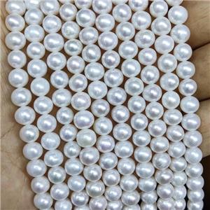 White Freshwater Pearl Beads Round A-Grade, approx 6.5-7mm