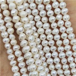 White Freshwater Pearl Beads Potato B-Grade, approx 3.5-4mm