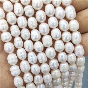White Pearl Rice Beads B-Grade, approx 9-10mm