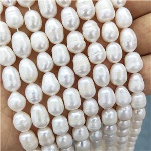 White Pearl Rice Beads, approx 9-10mm