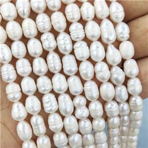 White Pearl Rice Beads B-Grade, approx 7-8mm