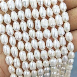 White Pearl Rice Beads, approx 6-7mm