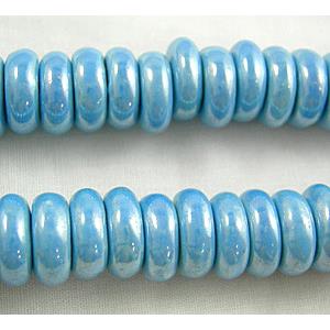 Disc, Painted Oriental Porcelain Beads, 10.5mm dia, 4mm thick, 100 pcs per st