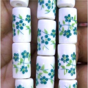 Porcelain beads, tube, approx 8x16mm, 20pcs per st