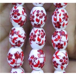 Porcelain barrel beads, approx 10x15mm, 23pcs per st