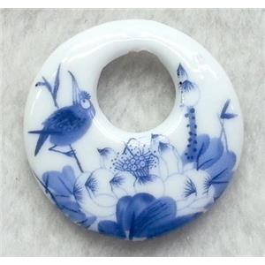 Porcelain Gogo pendant, approx 36mm dia