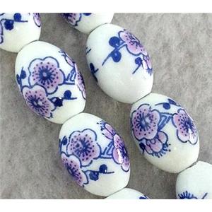 Porcelain barrel beads, approx 10x14mm