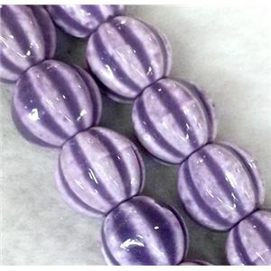 Porcelain pumpkin beads, purple, approx 12mm dia