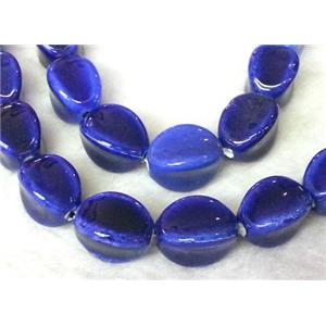 Royalblue Painted Oriental Porcelain Carambole Beads, approx 11x17mm