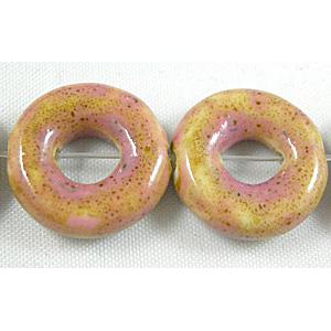 Oriental Porcelain donuts Beads, 19mm dia, 22pcs per st