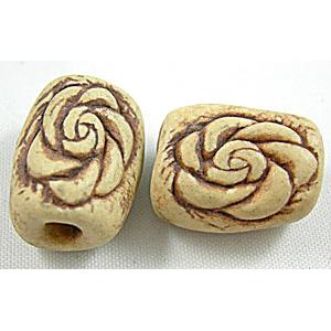 Oriental Porcelain beads with rose, 15.5x20mm, hole:4mm