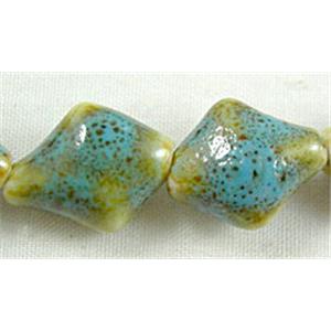 Turquoise Color Oriental Porcelain Charm Beads, 11x14mm, 29pcs per st