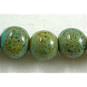 Turquoise Color Oriental Porcelain Round Beads, 10mm dia, 40pcs per st