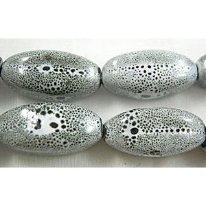 Oriental Porcelain Faceted Rice Beads, 12x27mm, 15pcs per st