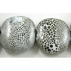 Oriental Porcelain Flat Rectangle Beads, 26x30x11mm, 13pcs per st