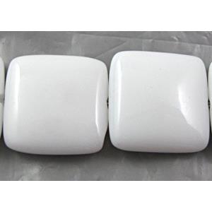 White Porcelain Beads, square, 16x16mm, approx 25pcs per st
