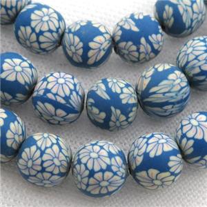 round blue Polymer Clay Fimo Beads, approx 12mm dia, 32pcs per st