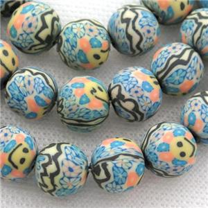 round Polymer Clay Fimo Beads, multicolor, approx 12mm dia, 32pcs per st