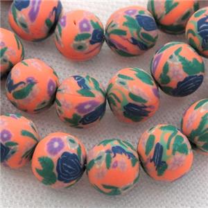 orange Polymer Clay Fimo Beads, round, approx 12mm dia, 32pcs per st