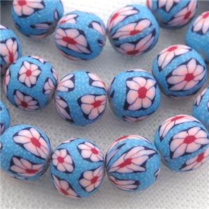 blue Polymer Clay Fimo Beads, approx 12mm dia, 32pcs per st