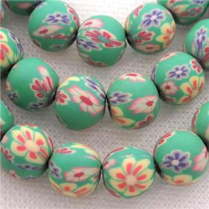 green Polymer Clay Fimo Beads, round, approx 12mm dia, 32pcs per st