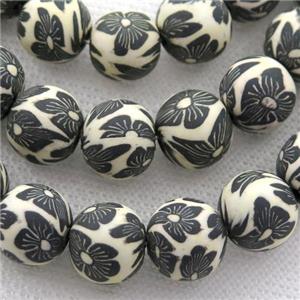 round black Polymer Clay Fimo Beads, approx 12mm dia, 32pcs per st