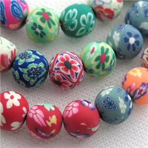 round Polymer Clay Fimo Beads with painted, mix color, approx 12mm dia, 32pcs per st