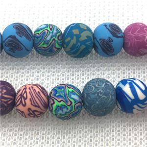 round Polymer Clay Fimo Beads with painted, mix color, approx 8mm dia, 50pcs per st