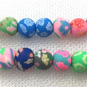 round Polymer Clay Fimo Beads with painted, mix color, approx 8mm dia, 50pcs per st